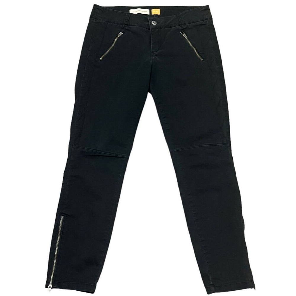 Anthropologie Pilcro black Skinny Leg moto pant Size 6 Ankle Zippers Mid Rise - Picture 1 of 8